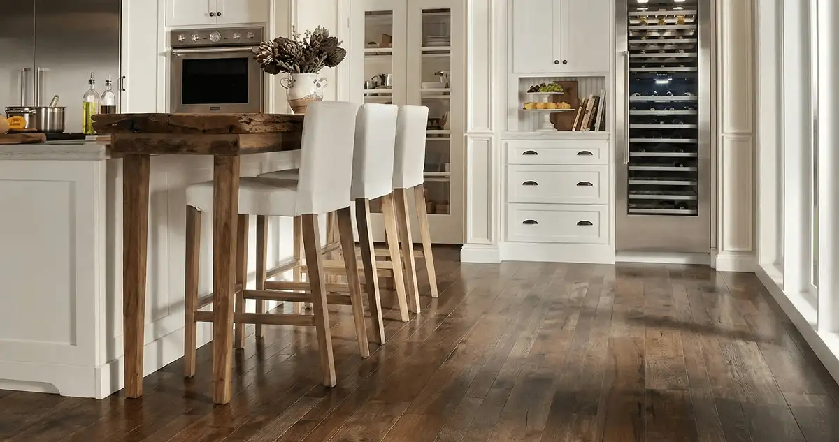Professionally installed and refinished hardwood flooring in a residential home, showcasing smooth finish and natural wood tones in Dallas, TX