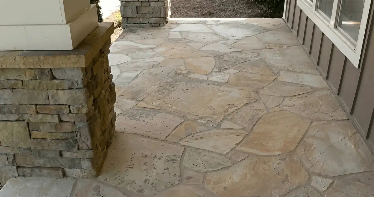 House entrance with professionally installed stone flooring in Dallas TX