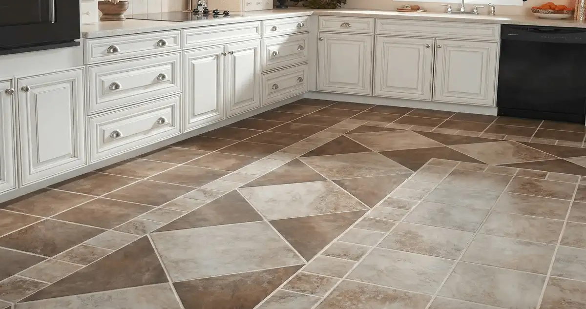 Kitchen with white cabinets and a professionally installed tile floor in Dallas, TX